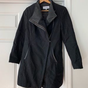 Calvin Klein Women’s Coat with Faux Leather